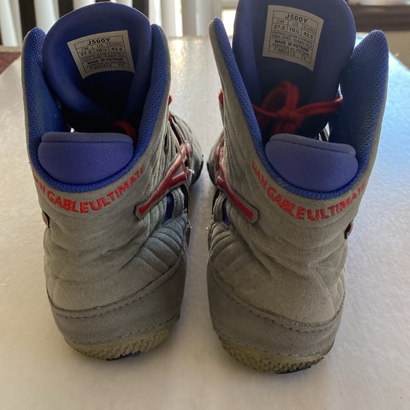 ASICS Dan Gable Ultimate 4 Blue, Gray & Red Wrestling Shoes J500Y Size 10.5 US